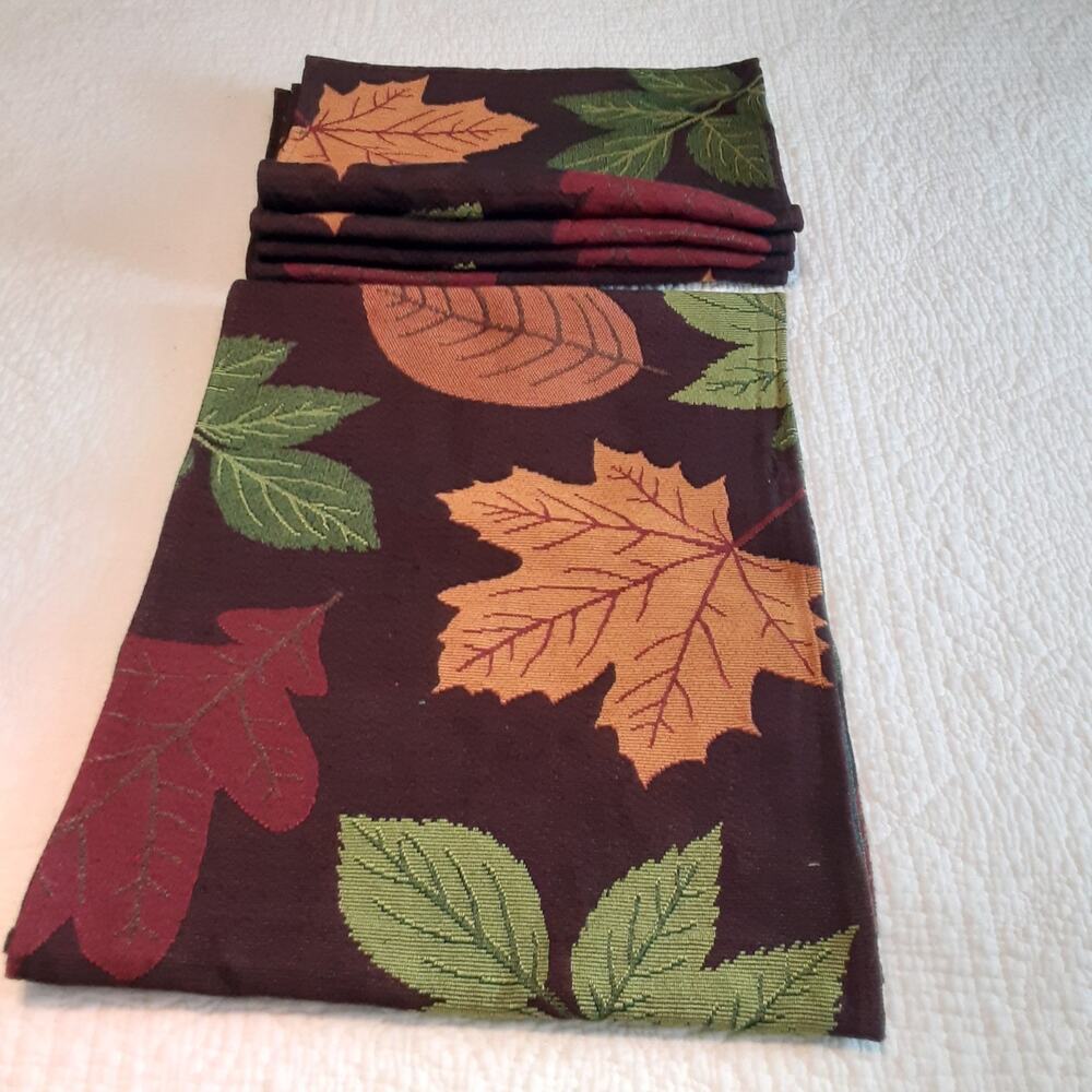 Autumn Leaves Tapestry Runner & 6pc Placemat Set Versatile